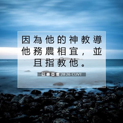 Picture 07 - 以 賽 亞 書 28:26 CUVT - 因 為 他 的 神 教 導 他 務 農 相 宜 - Bible Verse Picture