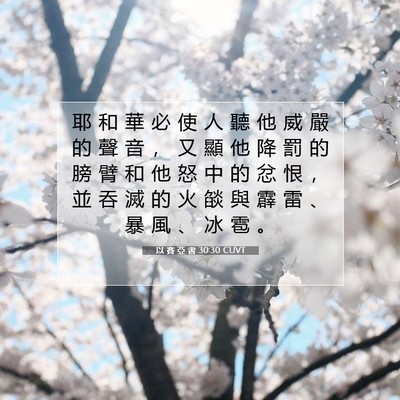 Picture 07 - 以 賽 亞 書 30:30 CUVT - 耶 和 華 必 使 人 聽 他 威 嚴 的 聲 - Bible Verse Picture