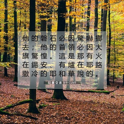 Picture 07 - 以 賽 亞 書 31:9 CUVT - 他 的 磐 石 必 因 驚 嚇 挪 去 ； 他 - Bible Verse Picture
