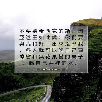 Picture 07 - 以 賽 亞 書 36:16 CUVT - 不 要 聽 希 西 家 的 話 ， 因 亞 述 - Bible Verse Picture