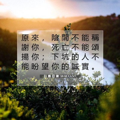 Picture 07 - 以 賽 亞 書 38:18 CUVT - 原 來 ， 陰 間 不 能 稱 謝 你 ， 死 - Bible Verse Picture