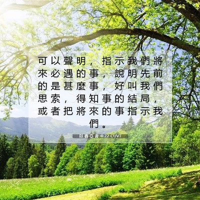 Picture 07 - 以 賽 亞 書 41:22 CUVT - 可 以 聲 明 ， 指 示 我 們 將 來 必 - Bible Verse Picture