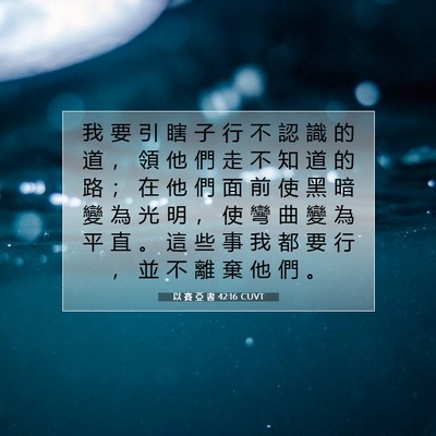 Picture 07 - 以 賽 亞 書 42:16 CUVT - 我 要 引 瞎 子 行 不 認 識 的 道 ， - Bible Verse Picture