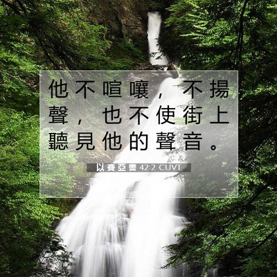 Picture 07 - 以 賽 亞 書 42:2 CUVT - 他 不 喧 嚷 ， 不 揚 聲 ， 也 不 使 - Bible Verse Picture