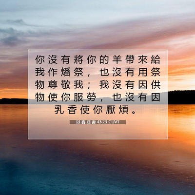 Picture 07 - 以 賽 亞 書 43:23 CUVT - 你 沒 有 將 你 的 羊 帶 來 給 我 作 - Bible Verse Picture