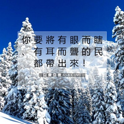 Picture 07 - 以 賽 亞 書 43:8 CUVT - 你 要 將 有 眼 而 瞎 、 有 耳 而 聾 - Bible Verse Picture