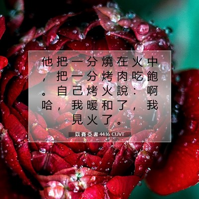 Picture 07 - 以 賽 亞 書 44:16 CUVT - 他 把 一 分 燒 在 火 中 ， 把 一 分 - Bible Verse Picture