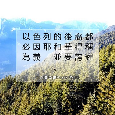 Picture 07 - 以 賽 亞 書 45:25 CUVT - 以 色 列 的 後 裔 都 必 因 耶 和 華 - Bible Verse Picture