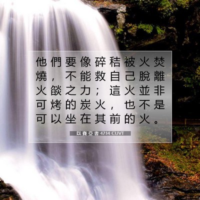 Picture 07 - 以 賽 亞 書 47:14 CUVT - 他 們 要 像 碎 秸 被 火 焚 燒 ， 不 - Bible Verse Picture