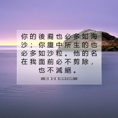 Picture 07 - 以 賽 亞 書 48:19 CUVT - 你 的 後 裔 也 必 多 如 海 沙 ； 你 - Bible Verse Picture