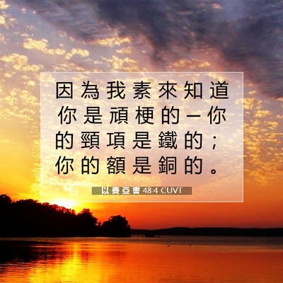 Picture 07 - 以 賽 亞 書 48:4 CUVT - 因 為 我 素 來 知 道 你 是 頑 梗 的 - Bible Verse Picture