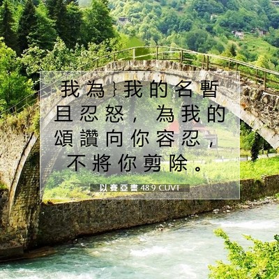 Picture 07 - 以 賽 亞 書 48:9 CUVT - 我 為 } 我 的 名 暫 且 忍 怒 ， 為 我 - Bible Verse Picture