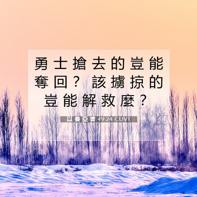 Picture 07 - 以 賽 亞 書 49:24 CUVT - 勇 士 搶 去 的 豈 能 奪 回 ？ 該 擄 - Bible Verse Picture