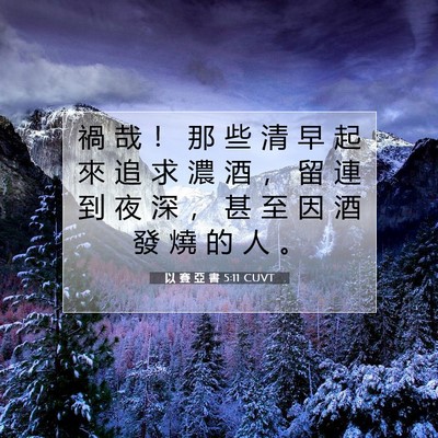 Picture 07 - 以 賽 亞 書 5:11 CUVT - 禍 哉 ！ 那 些 清 早 起 來 追 求 濃 - Bible Verse Picture