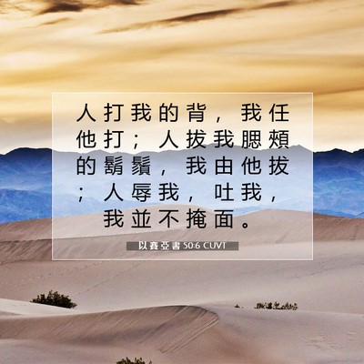 Picture 07 - 以 賽 亞 書 50:6 CUVT - 人 打 我 的 背 ， 我 任 他 打 ； 人 - Bible Verse Picture