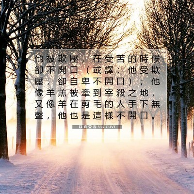 Picture 07 - 以 賽 亞 書 53:7 CUVT - 他 被 欺 壓 ， 在 受 苦 的 時 候 卻 - Bible Verse Picture