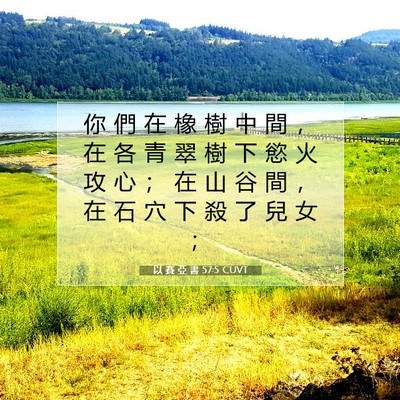 Picture 07 - 以 賽 亞 書 57:5 CUVT - 你 們 在 橡 樹 中 間 ， 在 各 青 翠 - Bible Verse Picture