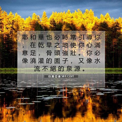 Picture 07 - 以 賽 亞 書 58:11 CUVT - 耶 和 華 也 必 時 常 引 導 你 ， 在 - Bible Verse Picture