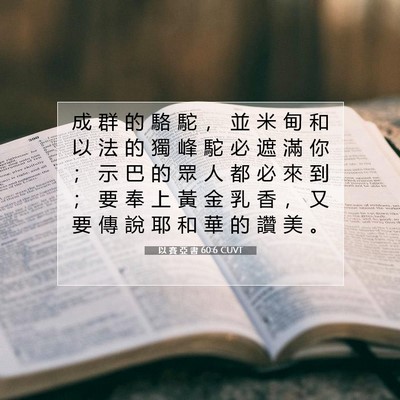 Picture 07 - 以 賽 亞 書 60:6 CUVT - 成 群 的 駱 駝 ， 並 米 甸 和 以 法 - Bible Verse Picture