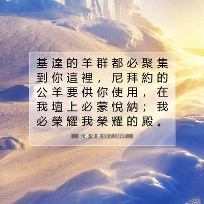 Picture 07 - 以 賽 亞 書 60:7 CUVT - 基 達 的 羊 群 都 必 聚 集 到 你 這 - Bible Verse Picture