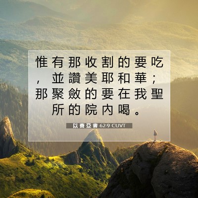 Picture 07 - 以 賽 亞 書 62:9 CUVT - 惟 有 那 收 割 的 要 吃 ， 並 讚 美 - Bible Verse Picture