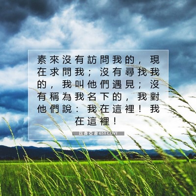 Picture 07 - 以 賽 亞 書 65:1 CUVT - 素 來 沒 有 訪 問 我 的 ， 現 在 求 - Bible Verse Picture
