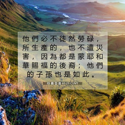 Picture 07 - 以 賽 亞 書 65:23 CUVT - 他 們 必 不 徒 然 勞 碌 ， 所 生 產 - Bible Verse Picture