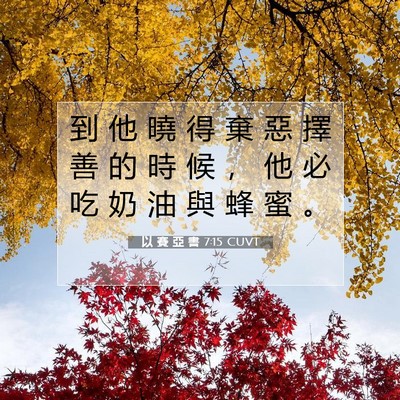 Picture 07 - 以 賽 亞 書 7:15 CUVT - 到 他 曉 得 棄 惡 擇 善 的 時 候 ， - Bible Verse Picture