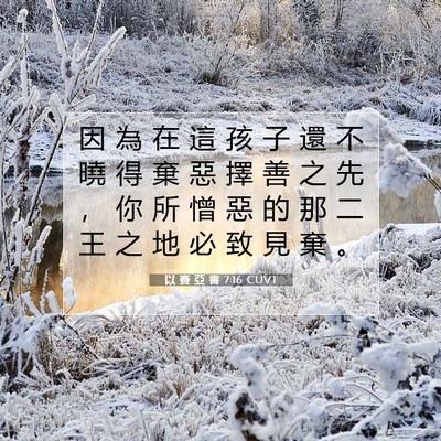 Picture 07 - 以 賽 亞 書 7:16 CUVT - 因 為 在 這 孩 子 還 不 曉 得 棄 惡 - Bible Verse Picture