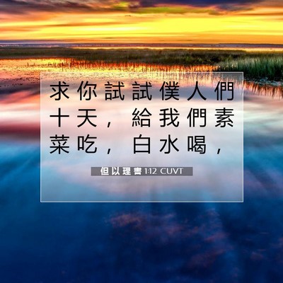 Picture 07 - 但 以 理 書 1:12 CUVT - 求 你 試 試 僕 人 們 十 天 ， 給 我 - Bible Verse Picture