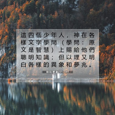Picture 07 - 但 以 理 書 1:17 CUVT - 這 四 個 少 年 人 ， 神 在 各 樣 文 - Bible Verse Picture