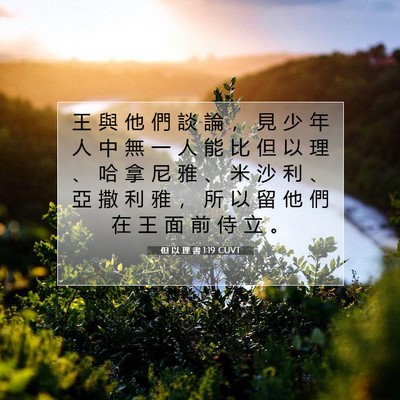 Picture 07 - 但 以 理 書 1:19 CUVT - 王 與 他 們 談 論 ， 見 少 年 人 中 - Bible Verse Picture