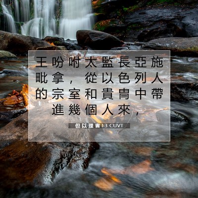 Picture 07 - 但 以 理 書 1:3 CUVT - 王 吩 咐 太 監 長 亞 施 毗 拿 ， 從 - Bible Verse Picture