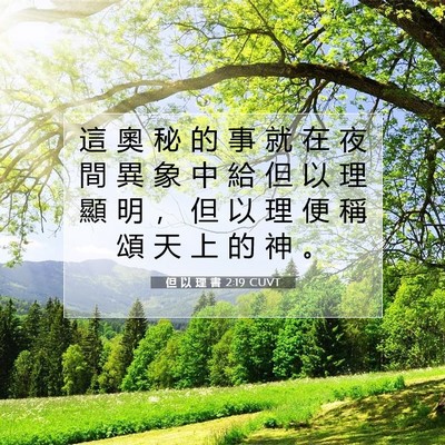 Picture 07 - 但 以 理 書 2:19 CUVT - 這 奧 秘 的 事 就 在 夜 間 異 象 中 - Bible Verse Picture