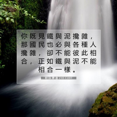 Picture 07 - 但 以 理 書 2:43 CUVT - 你 既 見 鐵 與 泥 攙 雜 ， 那 國 民 - Bible Verse Picture