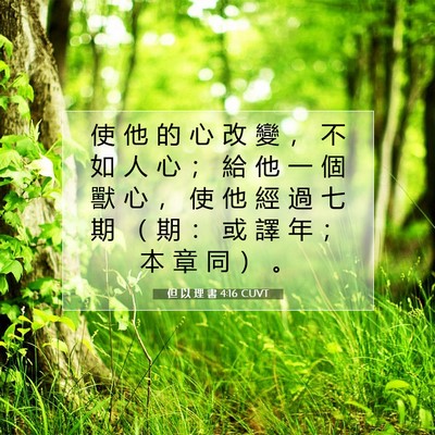 Picture 07 - 但 以 理 書 4:16 CUVT - 使 他 的 心 改 變 ， 不 如 人 心 ； - Bible Verse Picture