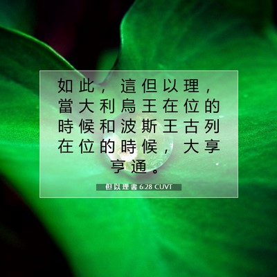 Picture 07 - 但 以 理 書 6:28 CUVT - 如 此 ， 這 但 以 理 ， 當 大 利 烏 - Bible Verse Picture