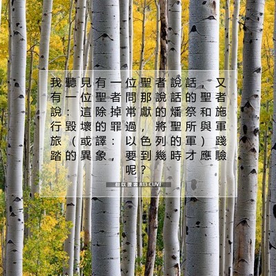 Picture 07 - 但 以 理 書 8:13 CUVT - 我 聽 見 有 一 位 聖 者 說 話 ， 又 - Bible Verse Picture