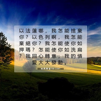Picture 07 - 何 西 阿 書 11:8 CUVT - 以 法 蓮 哪 ， 我 怎 能 捨 棄 你 ？ - Bible Verse Picture