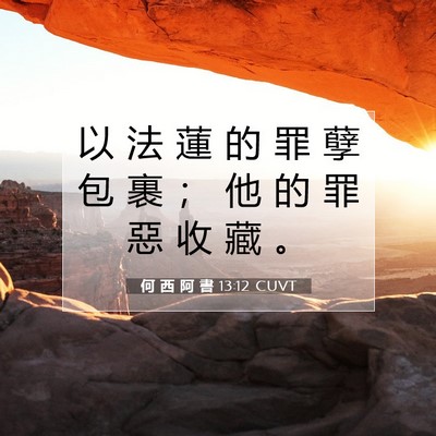 Picture 07 - 何 西 阿 書 13:12 CUVT - 以 法 蓮 的 罪 孽 包 裹 ； 他 的 罪 - Bible Verse Picture