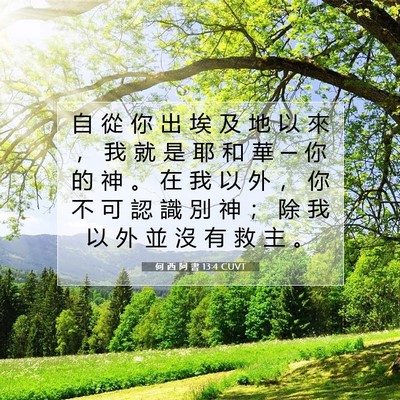 Picture 07 - 何 西 阿 書 13:4 CUVT - 自 從 你 出 埃 及 地 以 來 ， 我 就 - Bible Verse Picture