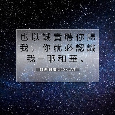Picture 07 - 何 西 阿 書 2:20 CUVT - 也 以 誠 實 聘 你 歸 我 ， 你 就 必 - Bible Verse Picture