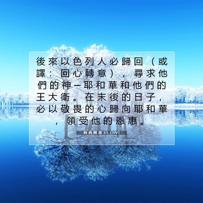 Picture 07 - 何 西 阿 書 3:5 CUVT - 後 來 以 色 列 人 必 歸 回 （ 或 譯 - Bible Verse Picture