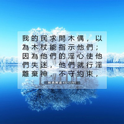 Picture 07 - 何 西 阿 書 4:12 CUVT - 我 的 民 求 問 木 偶 ， 以 為 木 杖 - Bible Verse Picture