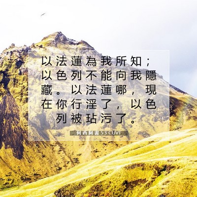 Picture 07 - 何 西 阿 書 5:3 CUVT - 以 法 蓮 為 我 所 知 ； 以 色 列 不 - Bible Verse Picture