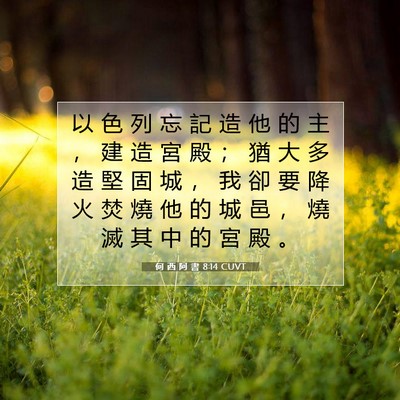Picture 07 - 何 西 阿 書 8:14 CUVT - 以 色 列 忘 記 造 他 的 主 ， 建 造 - Bible Verse Picture