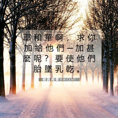 Picture 07 - 何 西 阿 書 9:14 CUVT - 耶 和 華 啊 ， 求 你 加 給 他 們 ─ - Bible Verse Picture