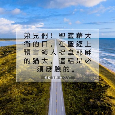 Picture 07 - 使 徒 行 傳 1:16 CUVT - 弟 兄 們 ！ 聖 靈 藉 大 衛 的 口 ， - Bible Verse Picture