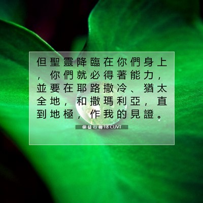 Picture 07 - 使 徒 行 傳 1:8 CUVT - 但 聖 靈 降 臨 在 你 們 身 上 ， 你 - Bible Verse Picture
