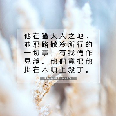 Picture 07 - 使 徒 行 傳 10:39 CUVT - 他 在 猶 太 人 之 地 ， 並 耶 路 撒 - Bible Verse Picture